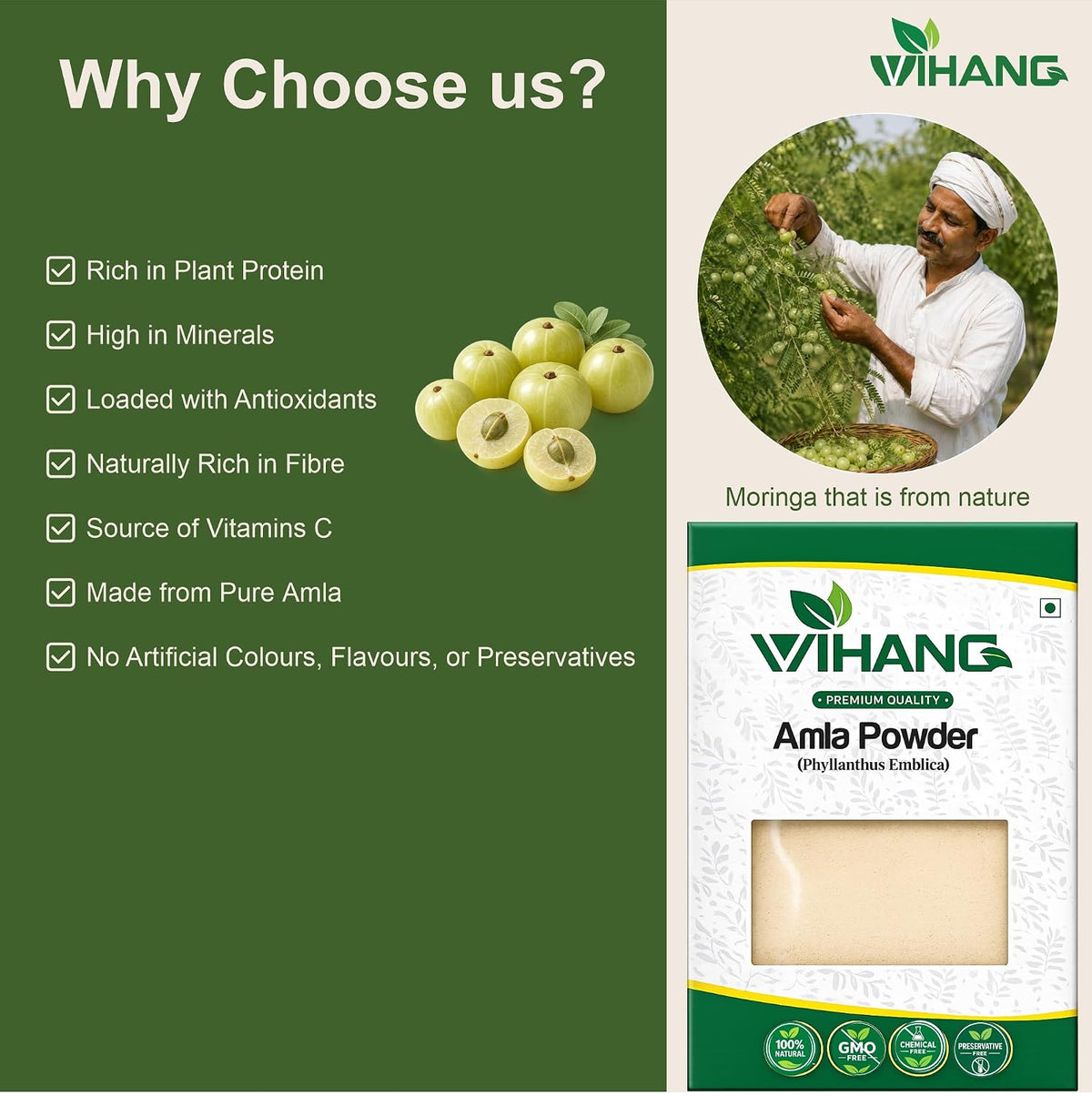 Amla Powder | Indian Gooseberry (Phyllanthus Emblica) Powder | Rich in Vitamin C & Antioxidants | Supports Skin, Hair & Immune Health | Daily Wellness & Nutrition