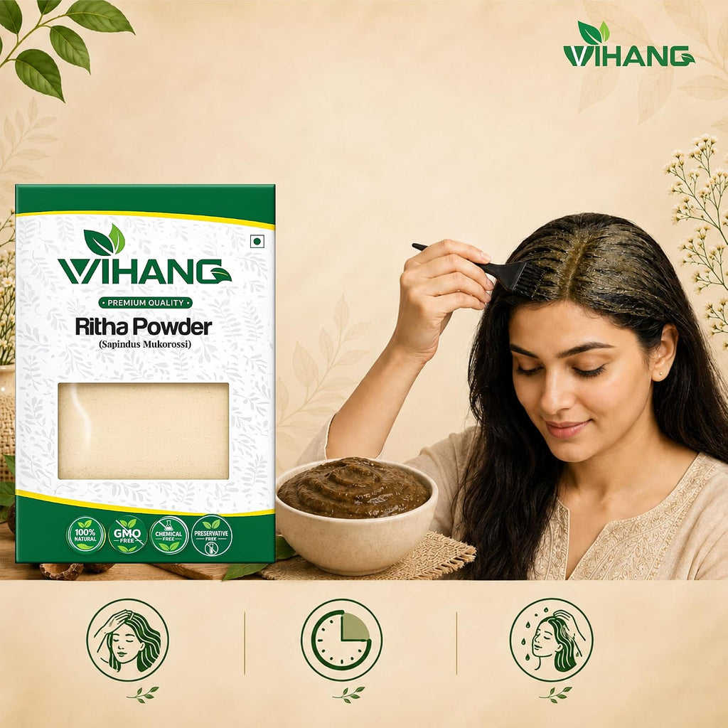 Reetha Powder  Pure Ritha Soapnut Powder (Sapindus Mukorossi) | Hair Wash & Scalp Cleansing | Helps Remove Oil, Dirt & Buildup | Traditional Hair Care