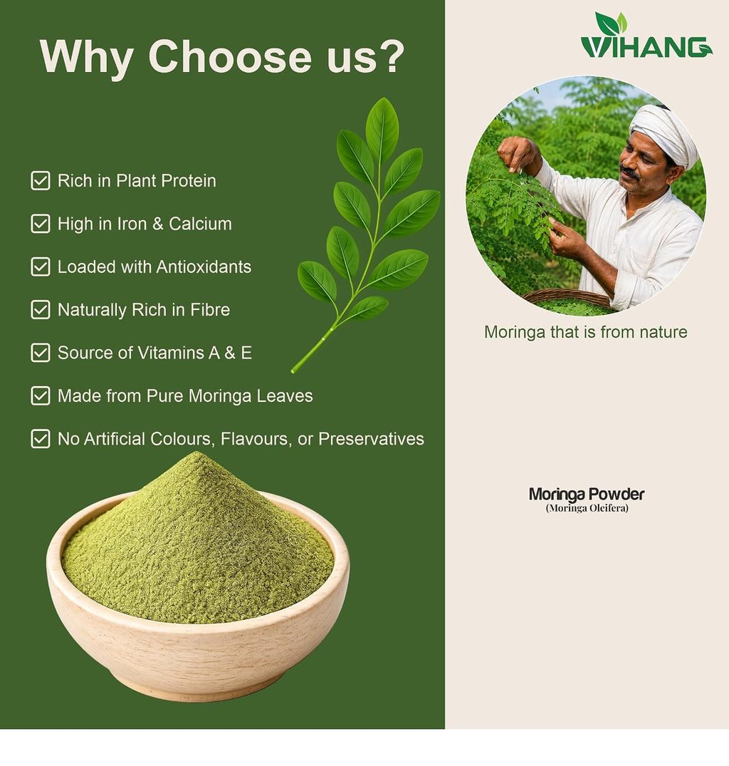 Moringa Powder - 250g, Essential Nutrition Superfood, Helps Naturally Boost Energy Levels, Improves Stamina & Vitality, Rich In Vitamins & Minerals 100% Natural and Preservative-free