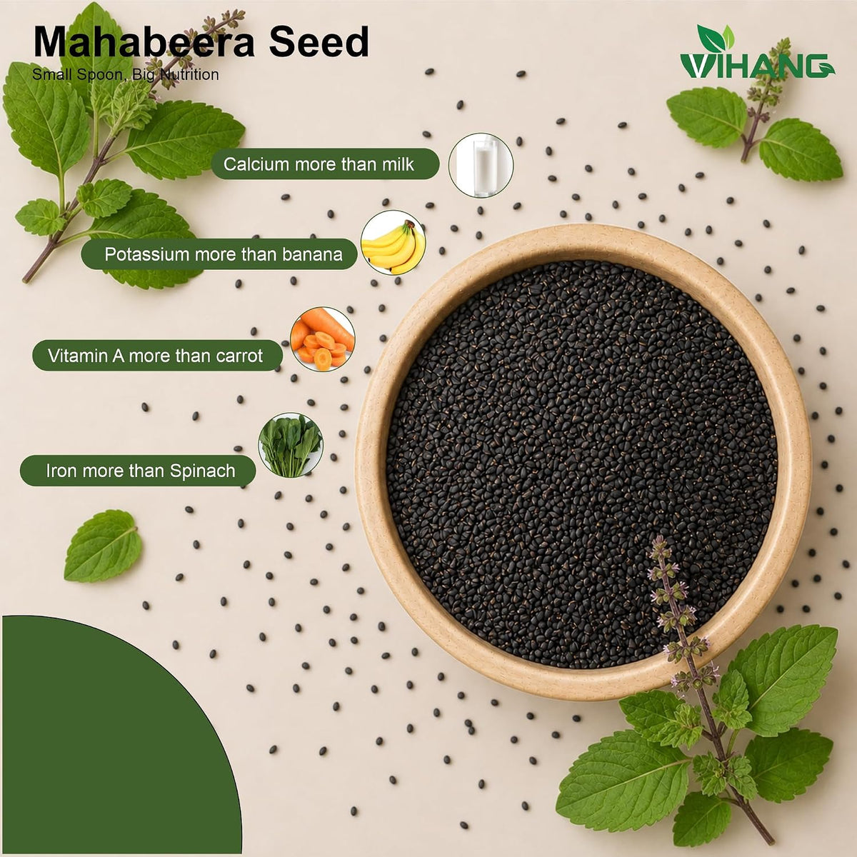 Mahabeera Seeds  Ocimum Gratissimum  Vana Tulsi Beej Joint Support