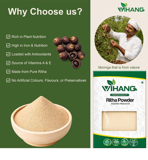 Reetha Powder  Pure Ritha Soapnut Powder (Sapindus Mukorossi) | Hair Wash & Scalp Cleansing | Helps Remove Oil, Dirt & Buildup | Traditional Hair Care
