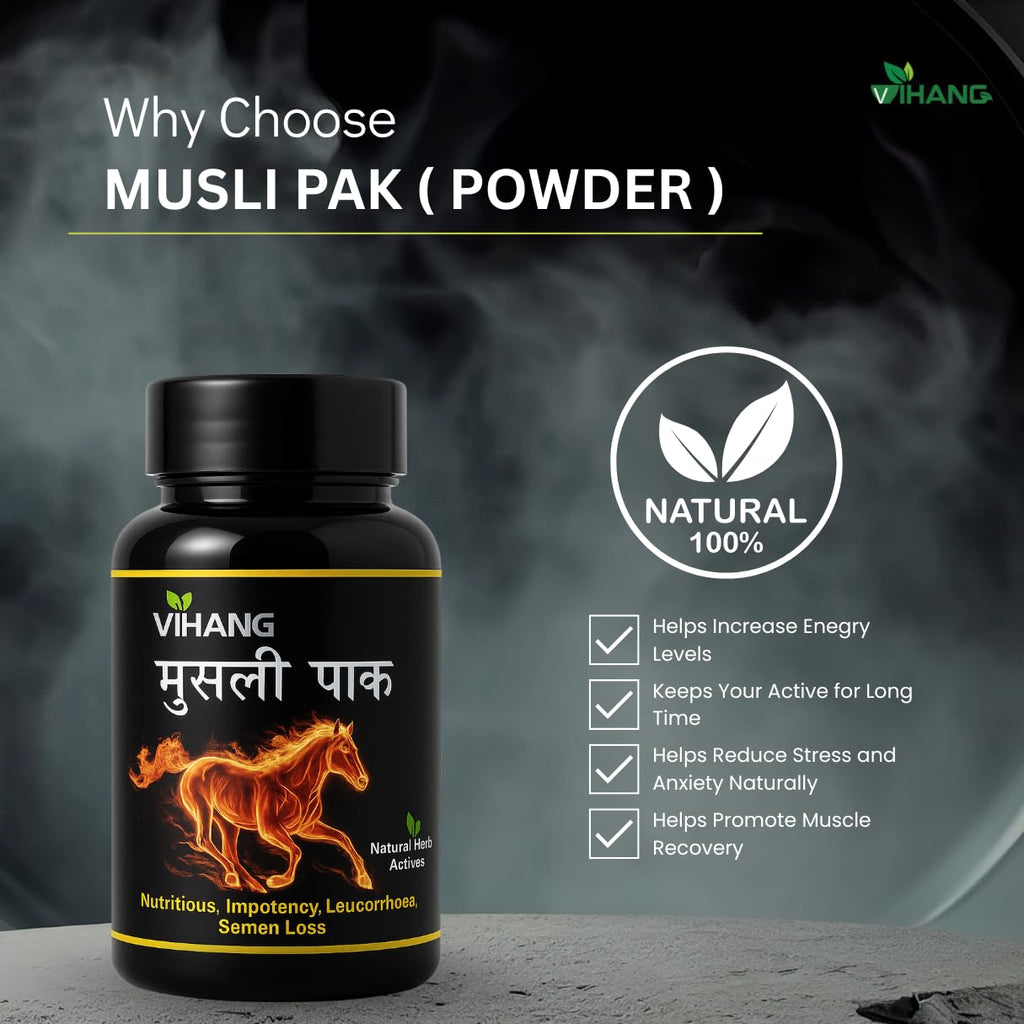 Musli Pak Herbal Supplement 100g | Safed Musli, Shilajit & Akarkara | Energy, Strength & Men’s Wellness Support