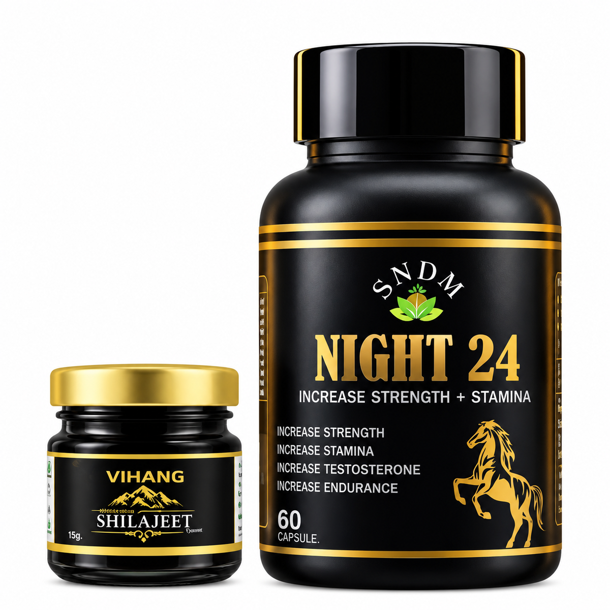 Vihang Shilajit Resin 15g & Night 24 Capsules Combo Pack